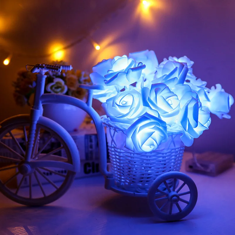 

2M Rose Flower LED String Lights Christmas Holiday Light for Valentine Wedding Decoration AA Battery Flower Garlands 20 LED Lamp