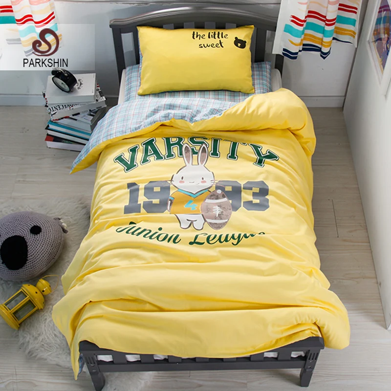 

Parkshin Child Cartoon Yellow Football Baby Active Printing Bedding Set 100%Cotton Soft Protect Kids Skin Comfortable Bedspread