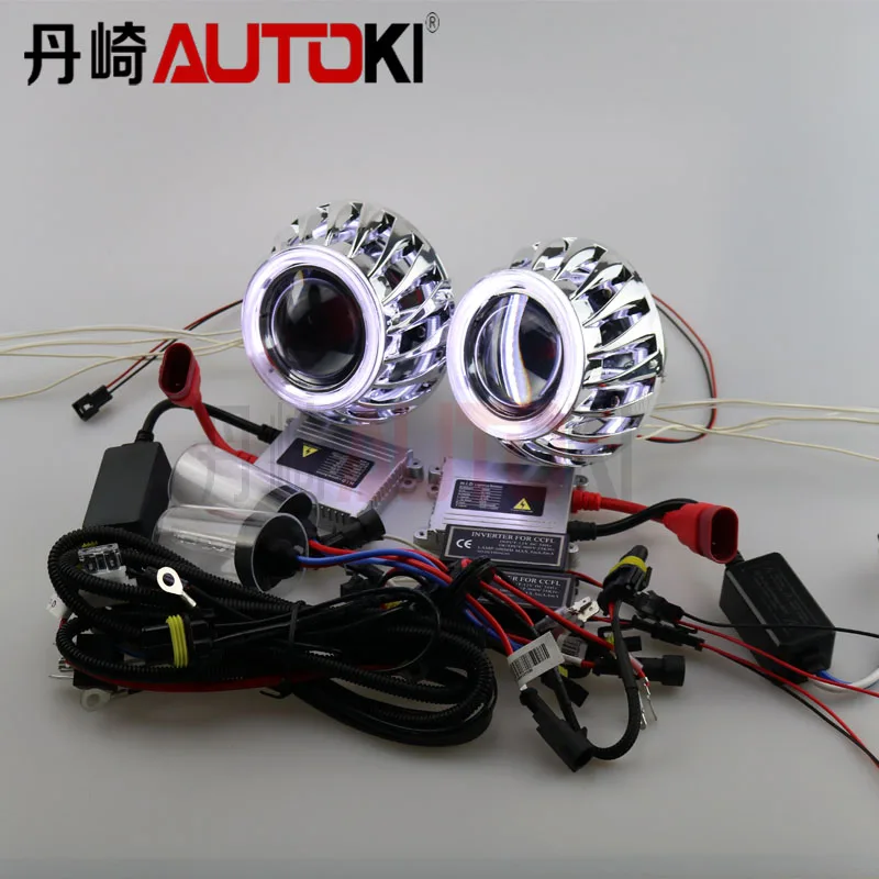 Free Shipping Double Angel Eyes HID Bixenon Projector Lens Kit LHD/RHD with 35W HID Ballast Xenon Lamp 4300K-8000K Car Light Free Shipping Double Angel Eyes HID Bixenon Projector Lens Kit LHD/RHD with 35W HID Ballast Xenon Lamp 4300K-8000K Car Light