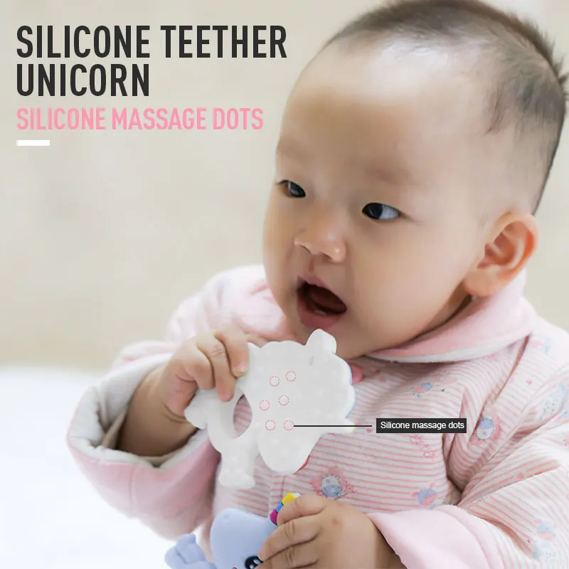 Силиконовый детский жевательный прорезыватель, детский единорог, Прорезыватель зубов, ожерелье, аксессуары для новорожденного