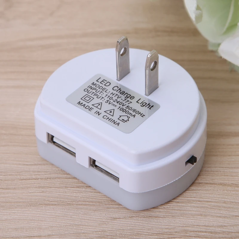 

LED Night Light With Dual USB Wall Charger Plug Dusk to Dawn Sensor Wall Lamp 'lrz
