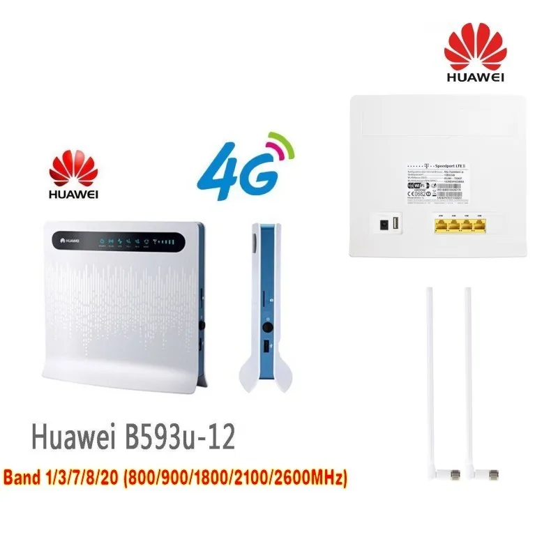 Лот из 100 шт huawei B593u-12 4G LTE беспроводной роутер CPE шлюз 100 Мбит/с WiFi точка доступа сим-карта+ 2 шт B593 4g антенна, DHL