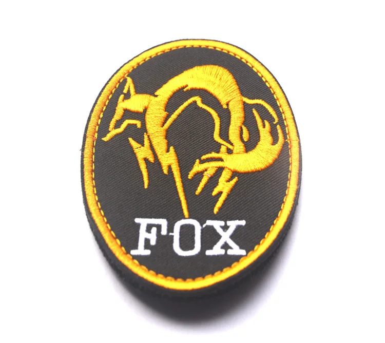 Черная металлическая Шестерня твердая MGS FOX HOUND FOXHOUND специальная группа Ghost вышитая нашивка - Цвет: gold