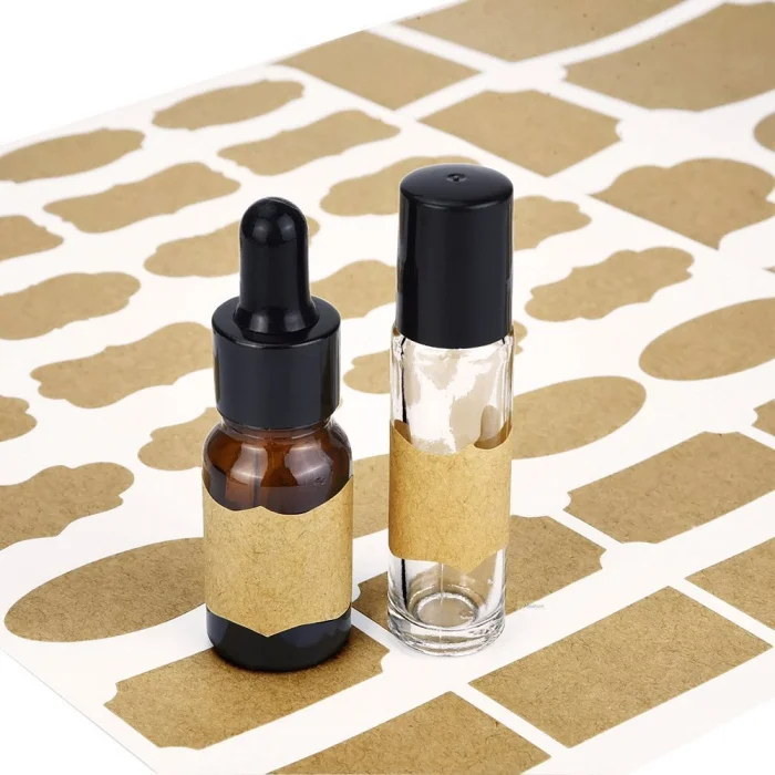 

105pcs Fancy Kraft Paper Bottle Label tape Essential Oil Perfume Essence Lotion Cosmetic Kraft Sticker accessories
