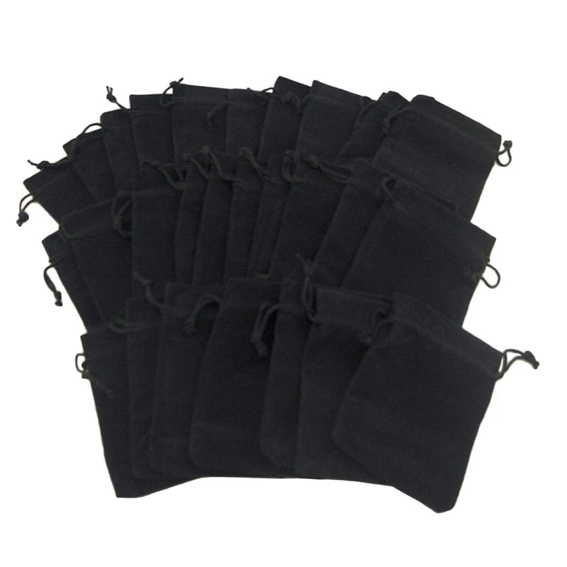 

50PC Black flannel Pouches bags for JEWELRY packaging gifts, holding pocket mini chains, watch,women drawstring gift bag 7cm*9cm
