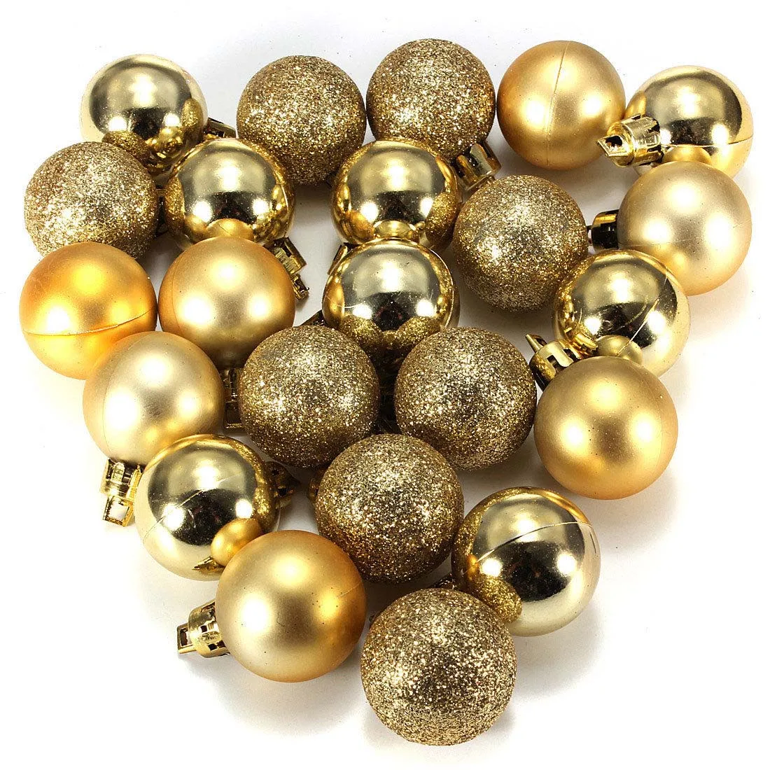 

NOCM Hot 24Pcs Chic Christmas Baubles Tree Plain Glitter XMAS Ornament Ball Decoration Gold