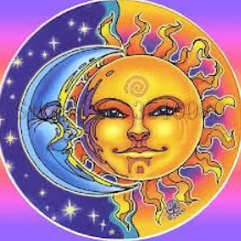 Sun and moon logo room decor full square Embroidery ... Sun and moon logo room decor full square Embroidery ...
