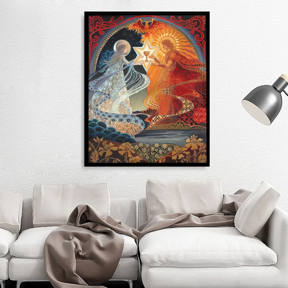 Алхимический Свадебный Священный брак поздравительная открытка мифология богемный Цыганская богиня стены искусства печати и плакат картина