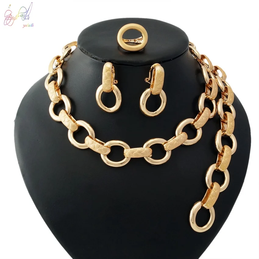 Yulaili новейший модный дизайн золотых ювелирных изделий африканская Женская цепочка ожерелье Простой и роскошный костюм - Окраска металла: Golden