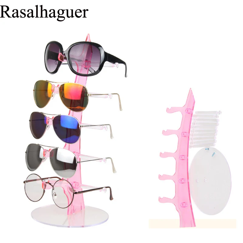 free Shipping Fashion Sail 5 Pairs Glasses Display Stand Counter Plastic Sunglasses Display Props Mirror Sunglasses Display Rack