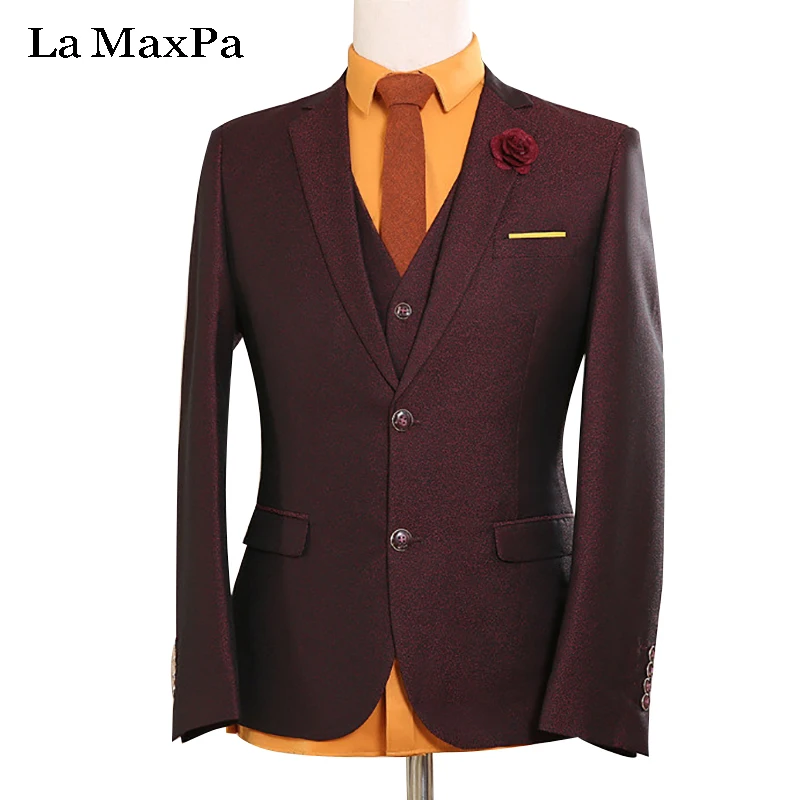 

LA Maxpa (jacket+pants+vest) Fashion brand male singer men suit spring autumn slim fit prom groom business party wedding suit