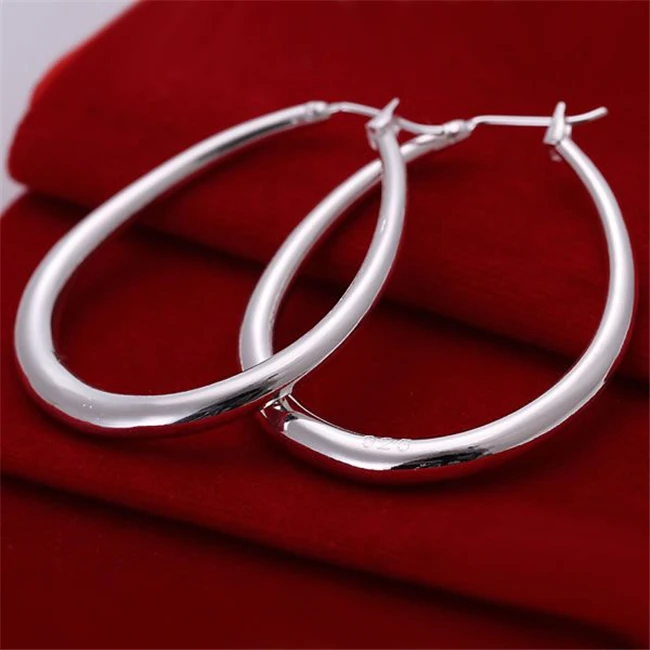 

ESE080 Wholesale silver plated earrings , Factory price 925 stamped fashion jewelry Solid U Shape Earrins E080 /airaizya