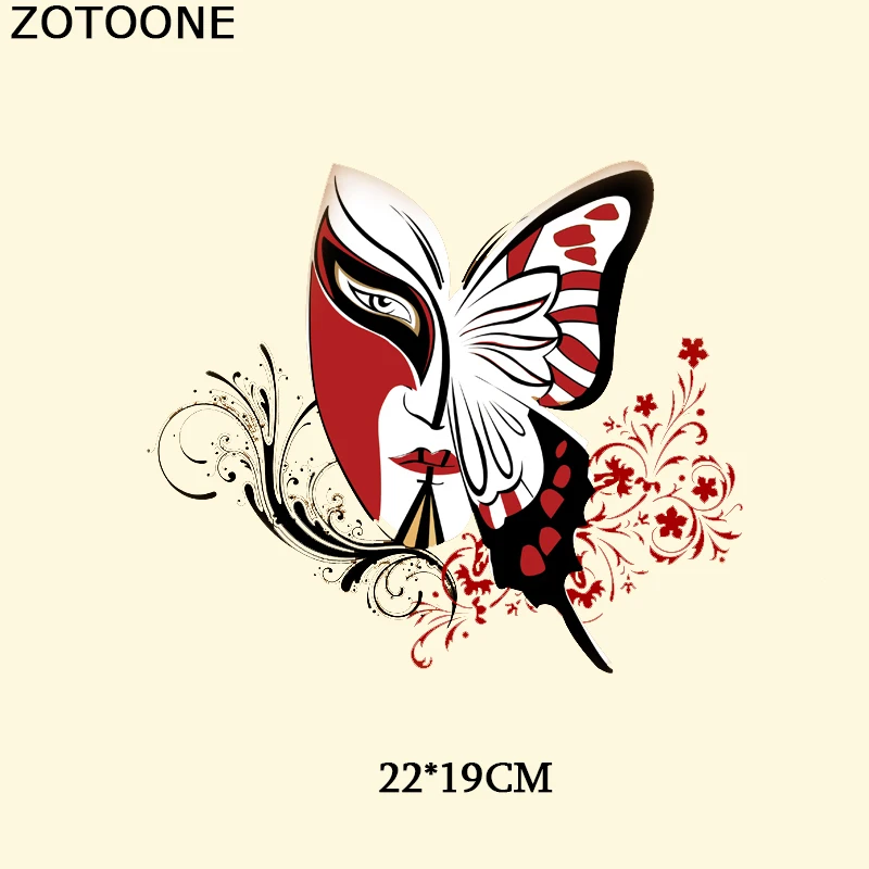 

ZOTOONE Chinese Style Butterfly Patches For Clothing Flower Stickers Iron on Transfers For Clothing Thermal Press Applique D