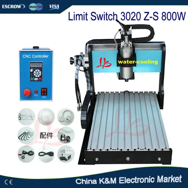 

Free shipping CNC 3020 Z-S 800W limit switch Engraving Machine wood drilling router with dual bearings