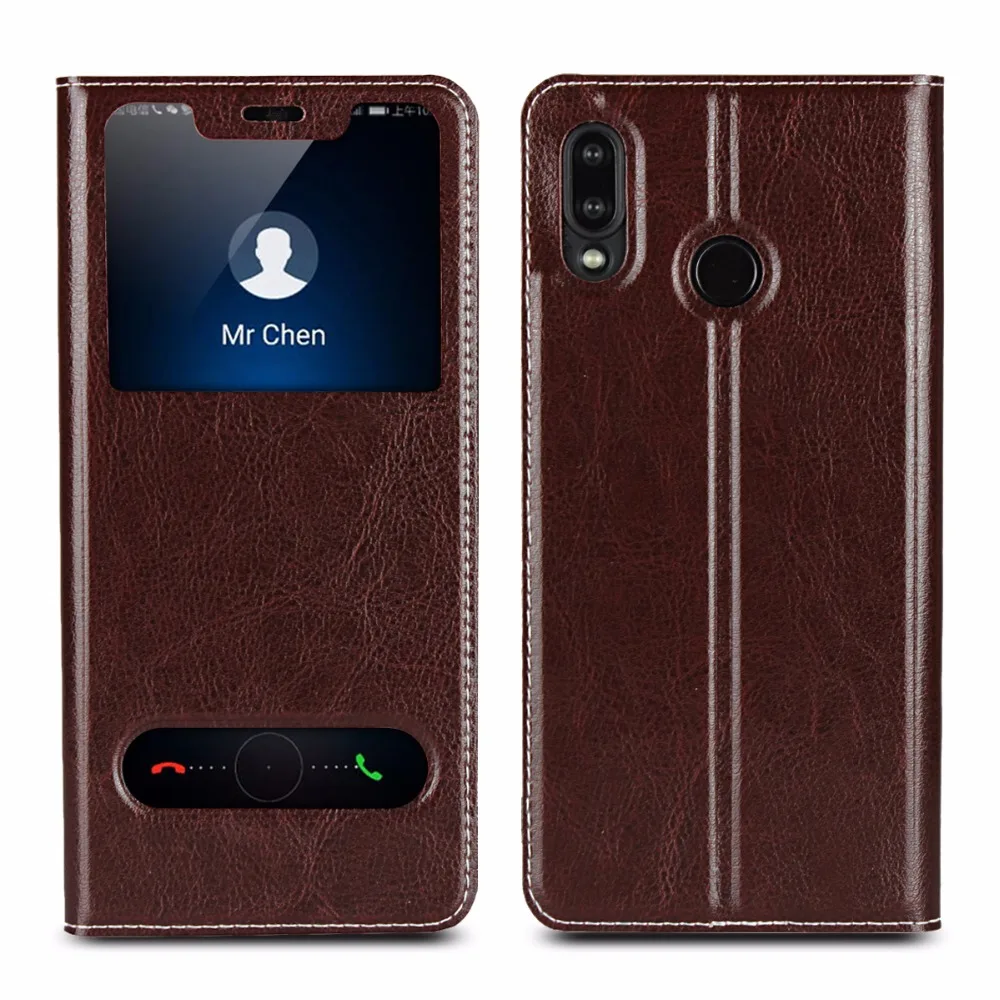 Чехол из натуральной кожи для huawei nova 3 Роскошный кожаный флип чехол с подставкой