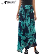 NGBY новая высокая талия цветочный принт Макси-юбка из шифона женское летнее богемное пляжное длинное платье Асимметричная Повседневная юбка Бохо