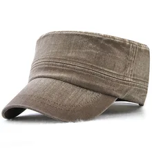 Зимние и летние армейские кепки для Для мужчин Классические Винтаж Flat Top Для мужчин s бейсболки из промытого хлопка и регулируемый головной убор установлены хлопка Кепки
