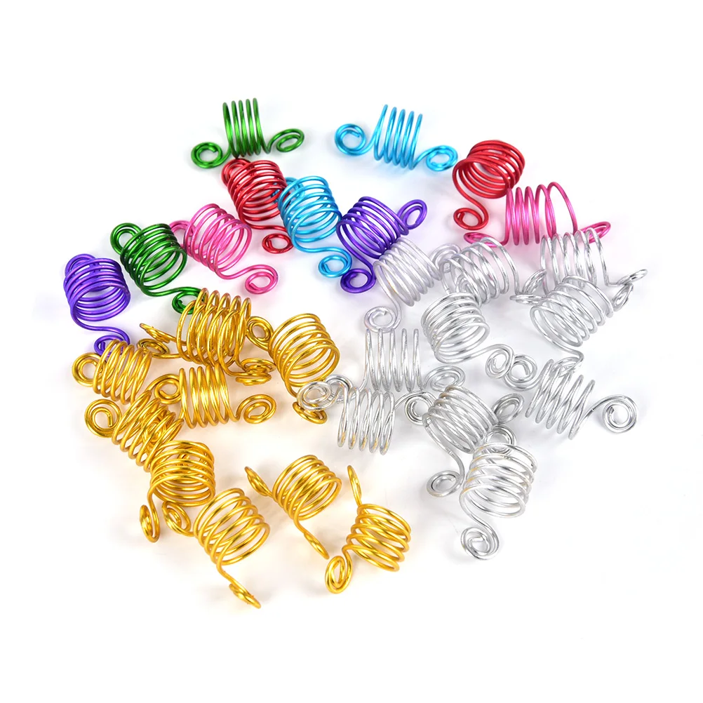 10pcs/lot Fashion Aluminum Hair Braid Dreadlock Beads Cuffs Clips Braid Spiral For Braid Hair Extension Accessories