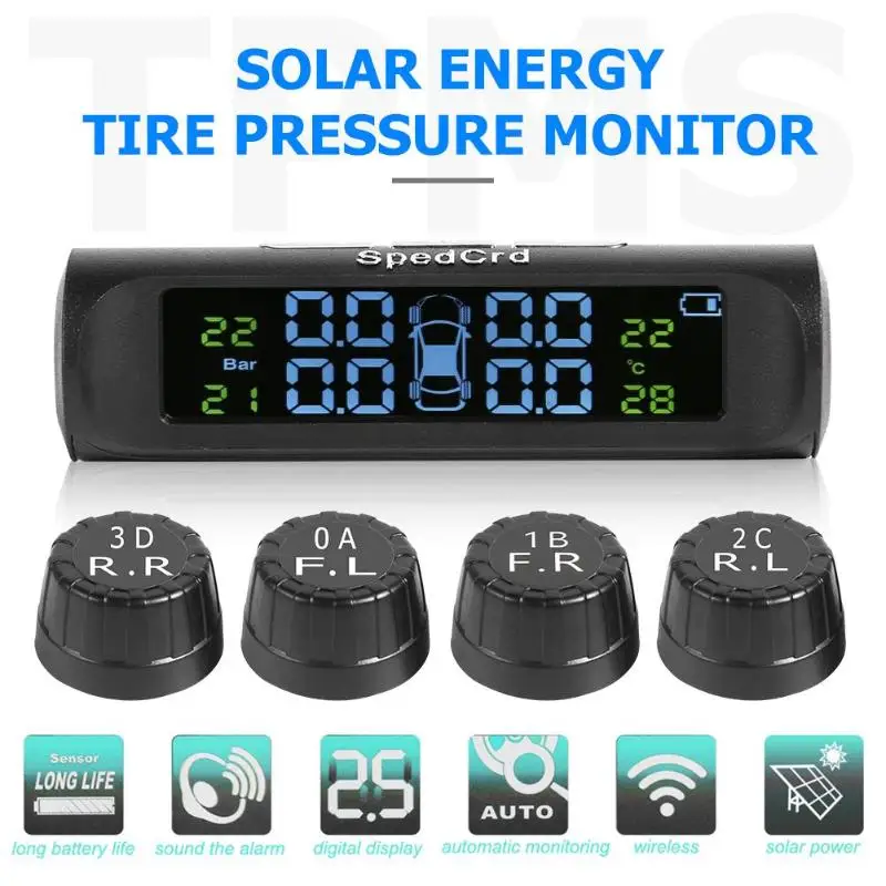 Солнечная мощность USB TPMS автомобильная система контроля давления в шинах lcd 4