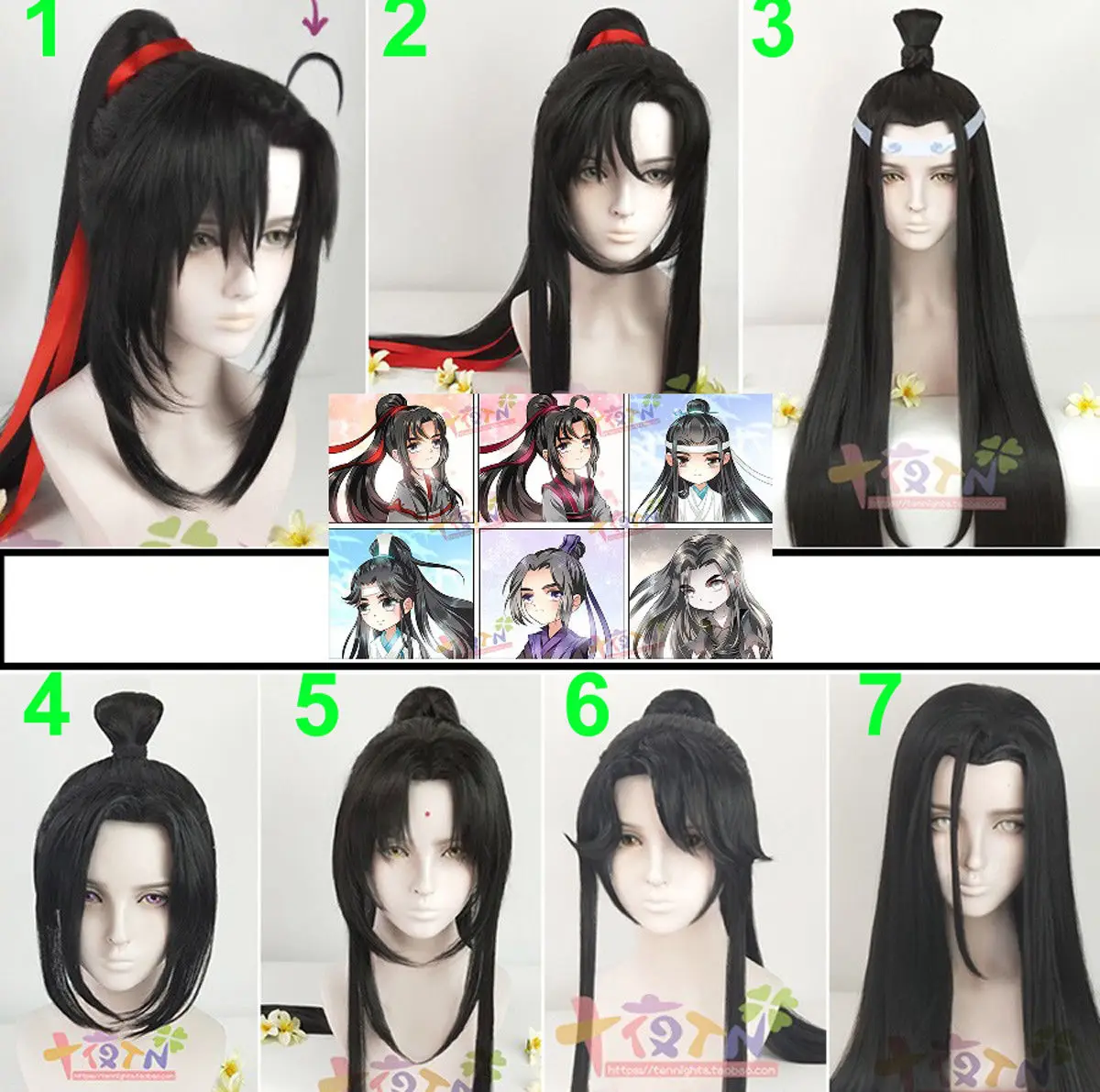 

Anime Grandmaster of Demonic Cultivation Wei Wuxian Wigs Straight Hair Wig Cosplay 8 Veriosns Mo Dao Zu Shi Gift