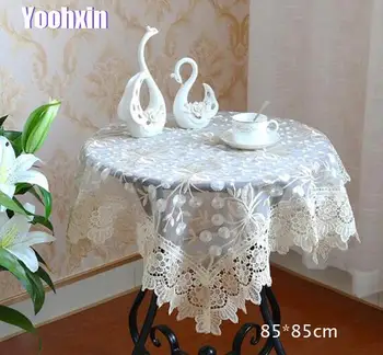 

Modern square lace Table cloth mantel Embroidered transparent tea coffee dining Tablecloth Cover home party Garden wedding decor