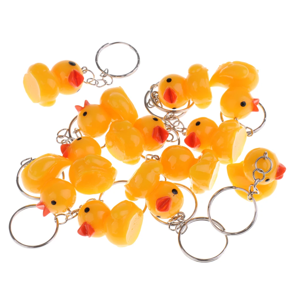 12 Pcs Key Chains Simulation Cute Yellow Duck Doll Figures Keychain Keyring Pendant Toy Gift Collectibles Keychain DIY Making