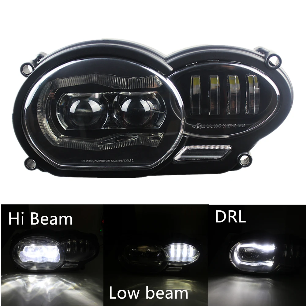 

High/Low Beam LED Headlight with Angel Eye DRL Assembly Kit Replacement Headlight For BMW R1200 R1200GS 04-12