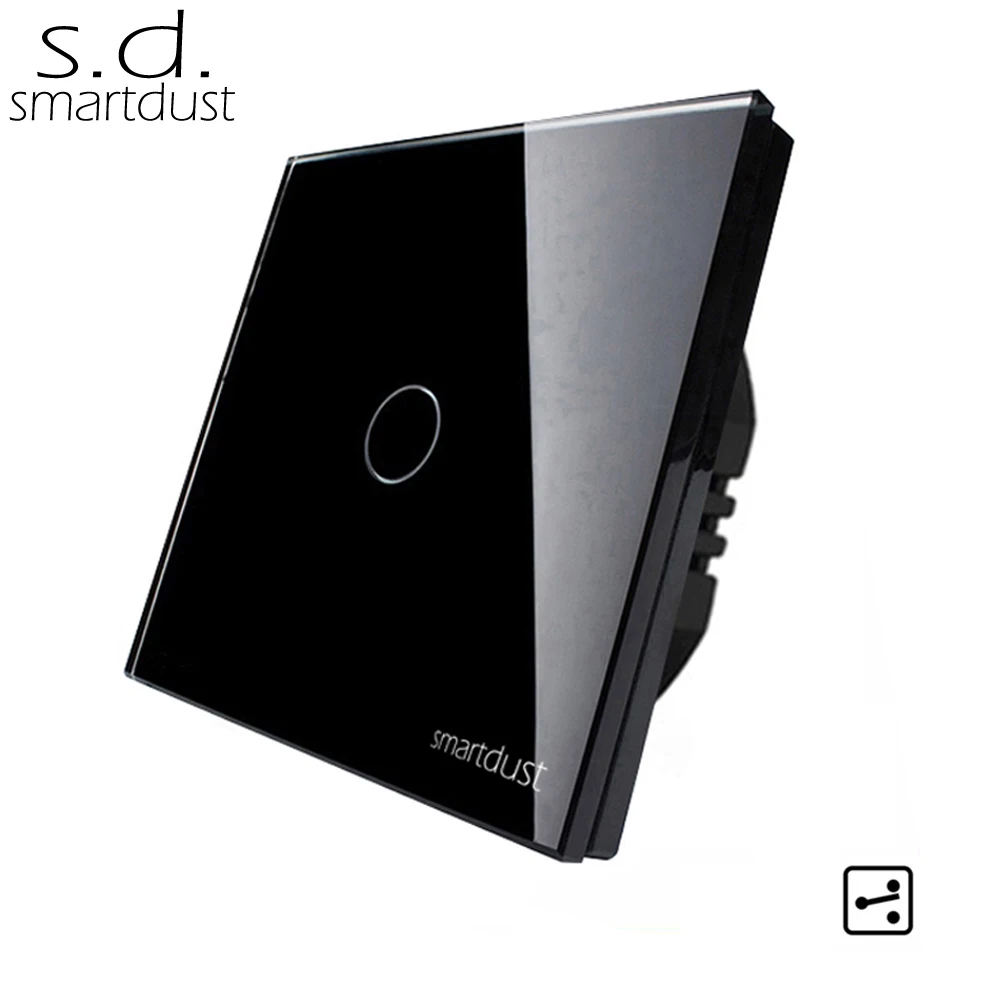 Smartdust 1 Gang 2 Way EU Version Capacitive Touch Crystal Glass Home Wall Light Touch Switchin