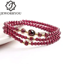 Два стиля гранат обруча браслет женский 925 серебряные браслеты натуральный камень браслет для женщин 3,5-4 мм основные бусины