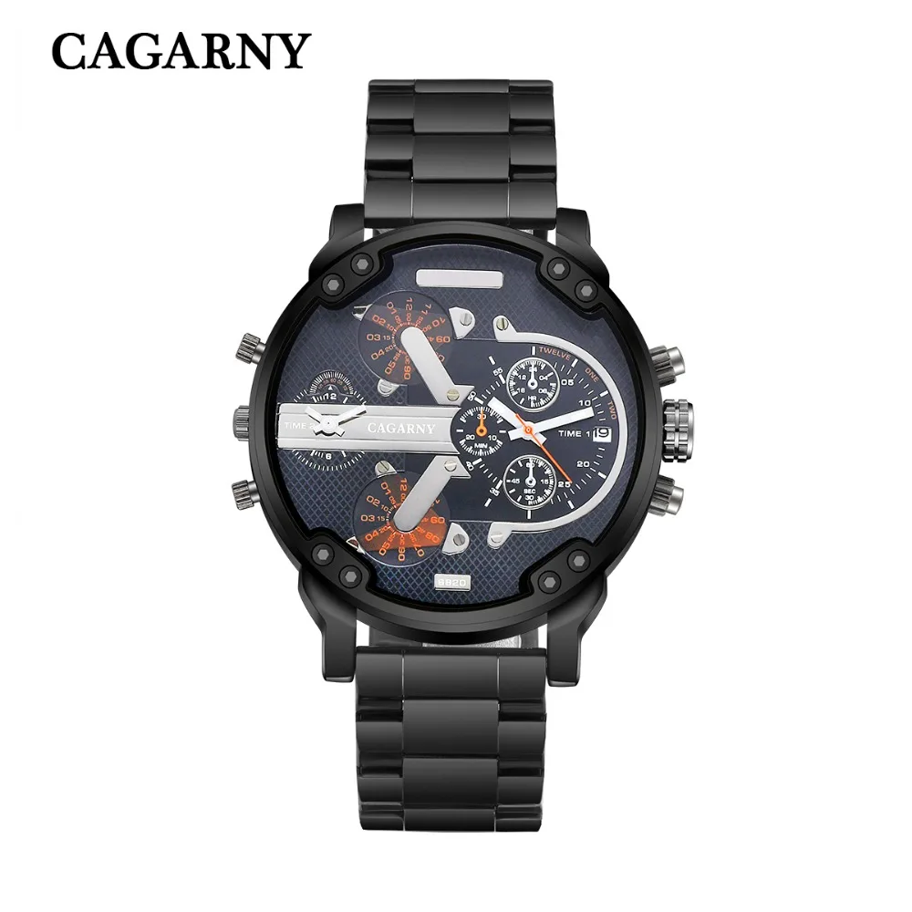 cagarny mens watches quartz watch men dual time zones big case dz military style 7331 7333 7313 7314 7311 steel band watches free shipping (29)