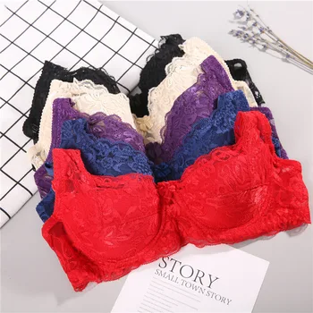 Spring summer Plus Size sexy Bra for Women Seamless Lingerie Lace Bra Ultra thin pad 32 34 36 38 40 B C big cup bra 1