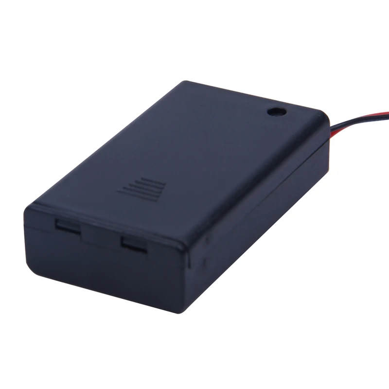 

Two Wire Leads ON/OFF Switch Black 3 x 1.5V AAA Battery Holder Case w Cover #8