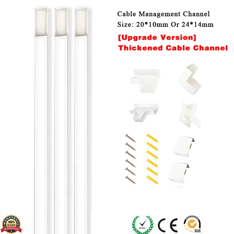 

Cord Cover On-Wall Raceway Kit Easy Install 6 Couplers Covers Your Whole Project Conceal and Organize Cables Wire Around TV home