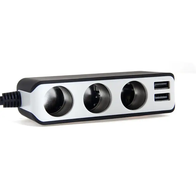 EUGIZMO 4 USB Port 3 Way Car Cigarette Lighter Socket Splitter Charger DC 12~24V Cigarette Lighter Socket Black Free shipping