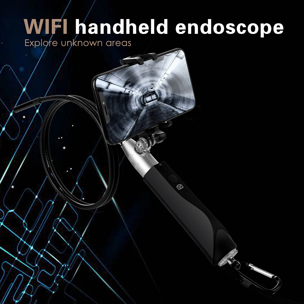 Беспроводной Эндоскоп с держателем телефона 8 мм объектив HD WiFi бороскоп Инспекционная камера 8 светодиодный фонарь IP67 Водонепроницаемый для iOS Android