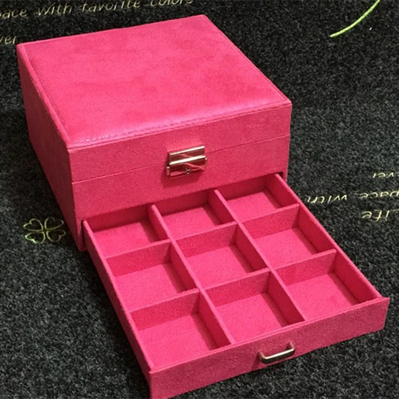 Fashion Velvet Jewelry Box Large Space High Quality Earrings Storage Case Creative Cosmetic Box For Women Christmas Gift Jewelry Packaging