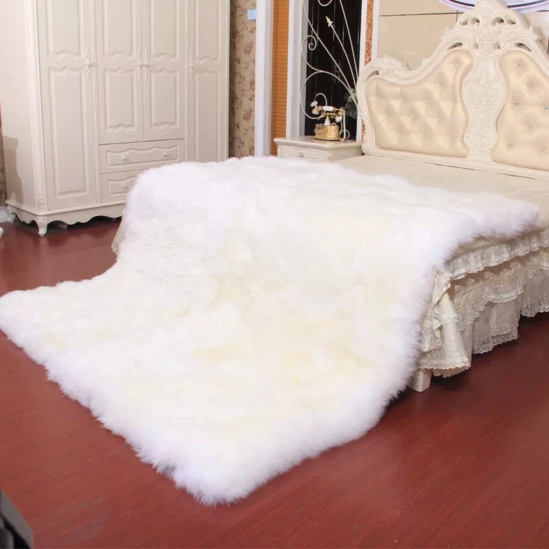 

Genuine sheepskin rug 180*200cm fur carpet for home decor fur mat for living room New Zealand sheep fur bed cover blanket