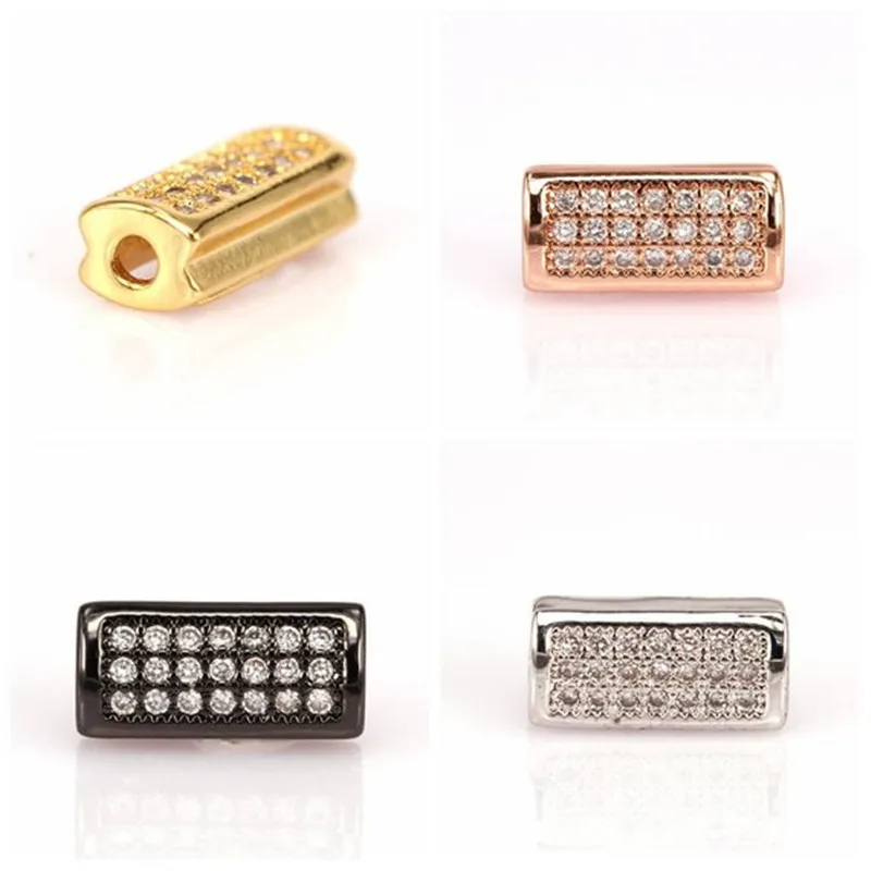 

Rectangle beads for Adjustable Sliding Knot Closure bracelet Micro Pave Beads CZ Bead Clear Cubic Zircon beads 6*12m