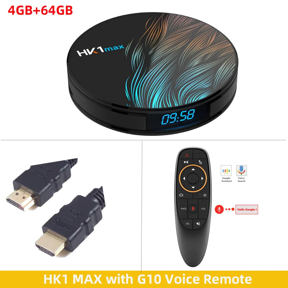 ТВ-бокс HK1 Max Android 9,0 2 ГБ 4 ГБ 64 ГБ 32 ГБ 16 ГБ RK3328 1080 p 4 K WiFi Netflix BT 4,0 телеприставка Смарт медиаплеер - Цвет: 4G 32G G10 Voice RC