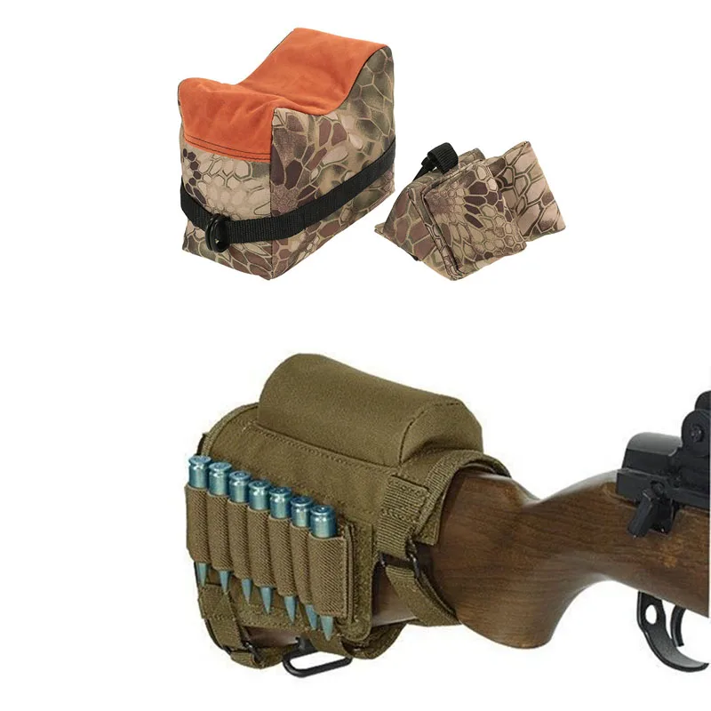 Тактическая подставка для пули, держатель патронов для патронов, сумка+ тактильная Передняя и настоящая песочница, аксессуары для винтовки, сумка для поддержки винтовки - Color: Tan