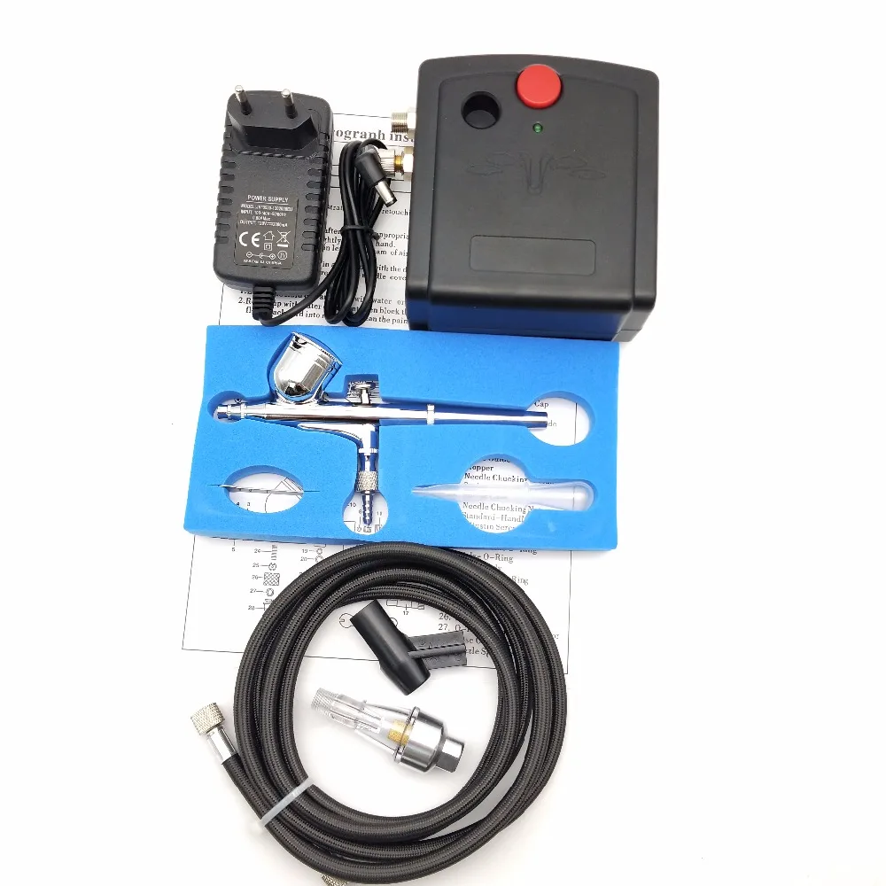 

Dual Action Airbrush Air Compressor Kit Art Painting Tattoo Manicure Craft Cake Spray Model Air Brush Nail Tool Set Spray Gun