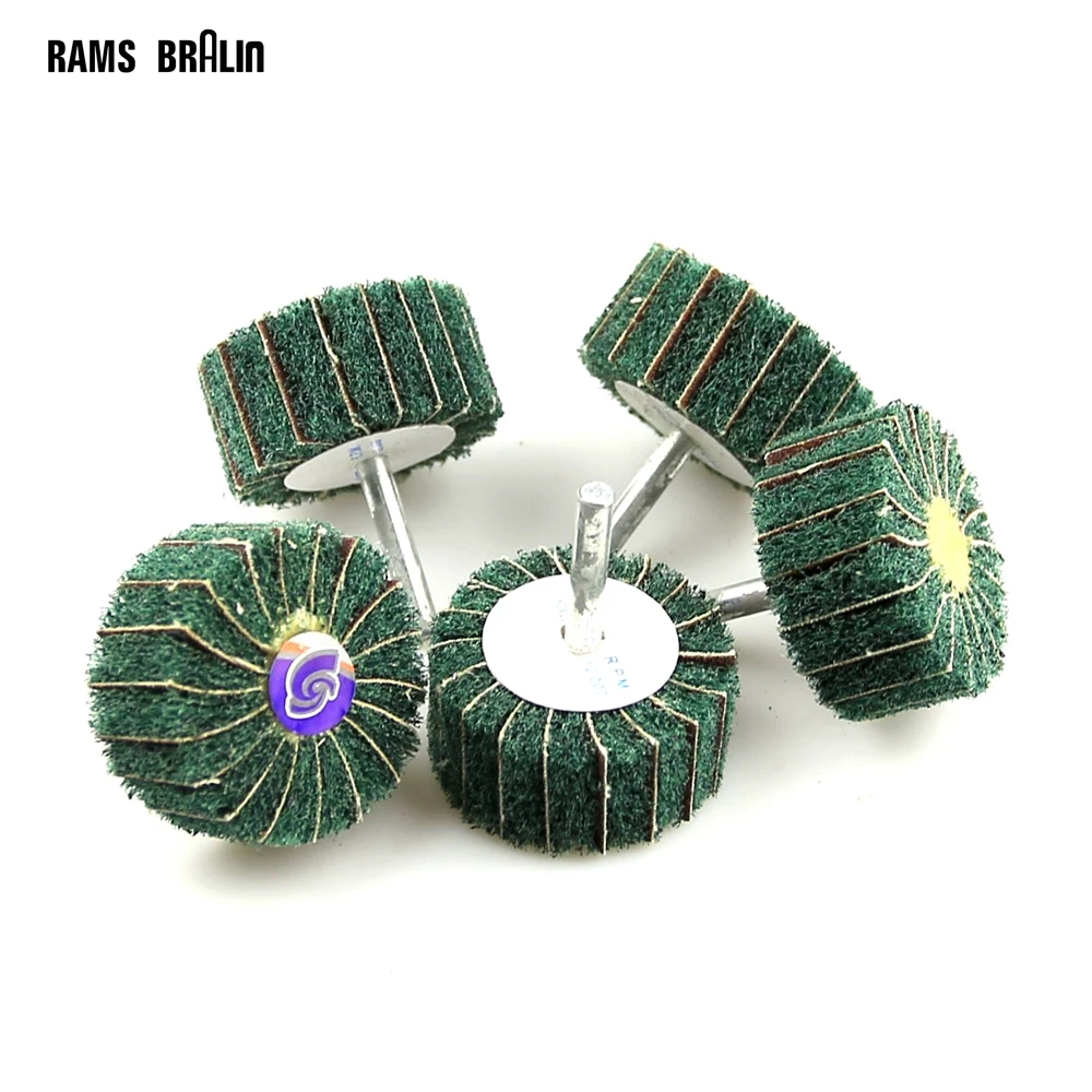 5 pieces Coarse Mounted Combi Interleaf Non woven Flap Brush Wheel OD 50mm 40mm 30mm Optional