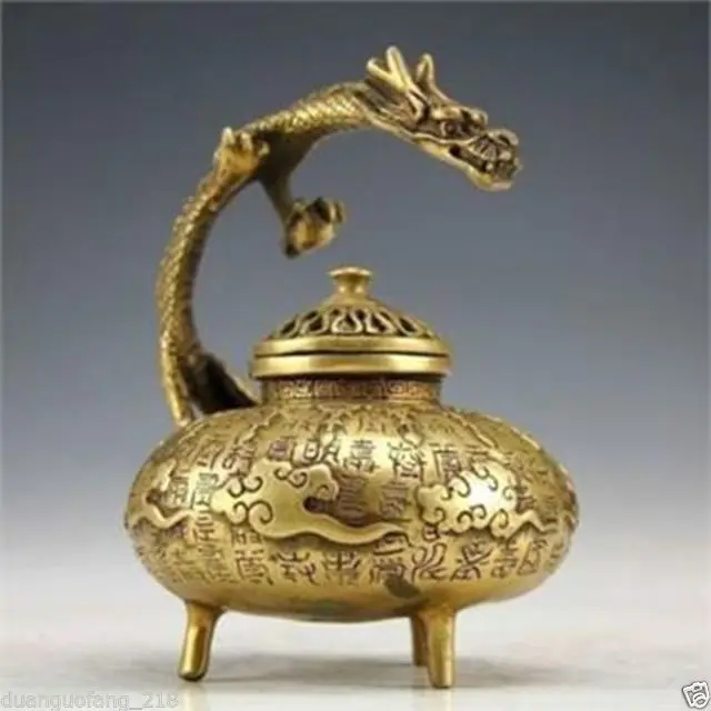 Collection Chinese Vintage Handwork Bronze Copper Carved Dragon Incense Burners | Дом и сад