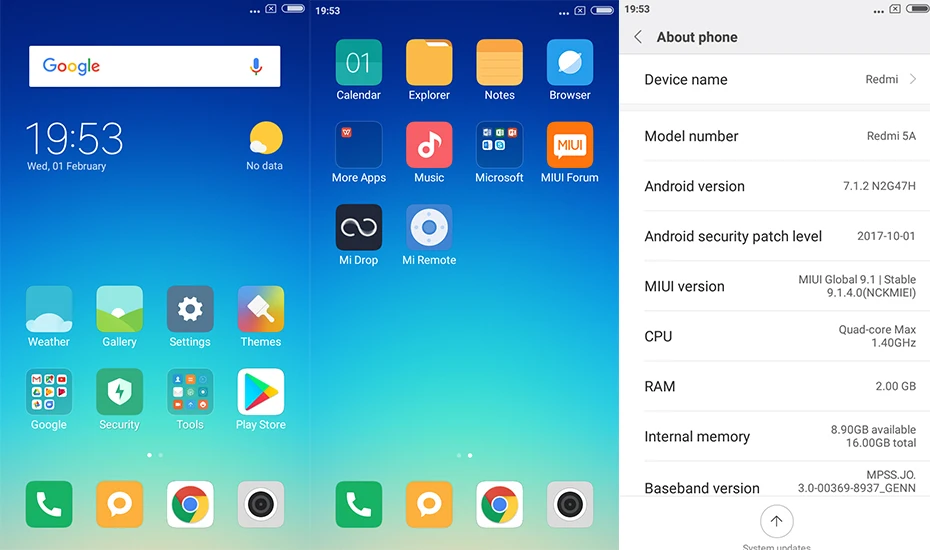 redmi 5A about phone