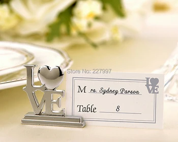 

200pcs By DHL place card holder and 200pcs plain card Love Wedding Table Place Card Holder Bridal Shower Wedding Souvenirs Favor