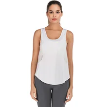 Women Yoga Vest Mesh Breathable Solid Loose Hem Simple Female Tops for Sports YA88