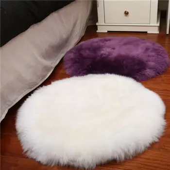 

Shaggy Chair Cover Round Plush Artificial Wool Rugs Carpet Pad Mat Home Decor