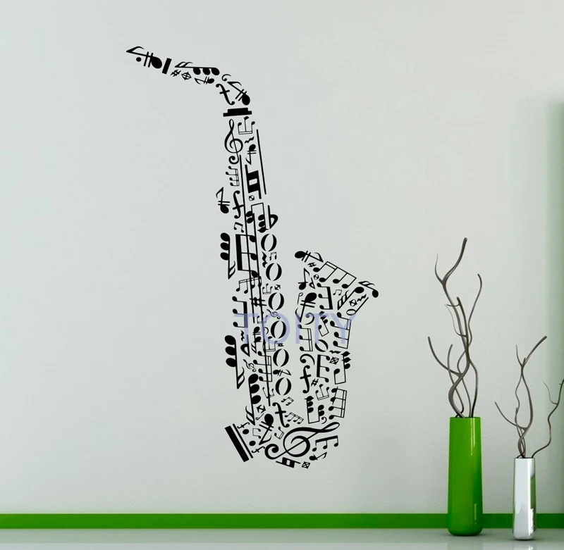 Saxophone Vinyl Wall Decal Music Notes Sticker for Wall Music Art Decor Home Interior Room