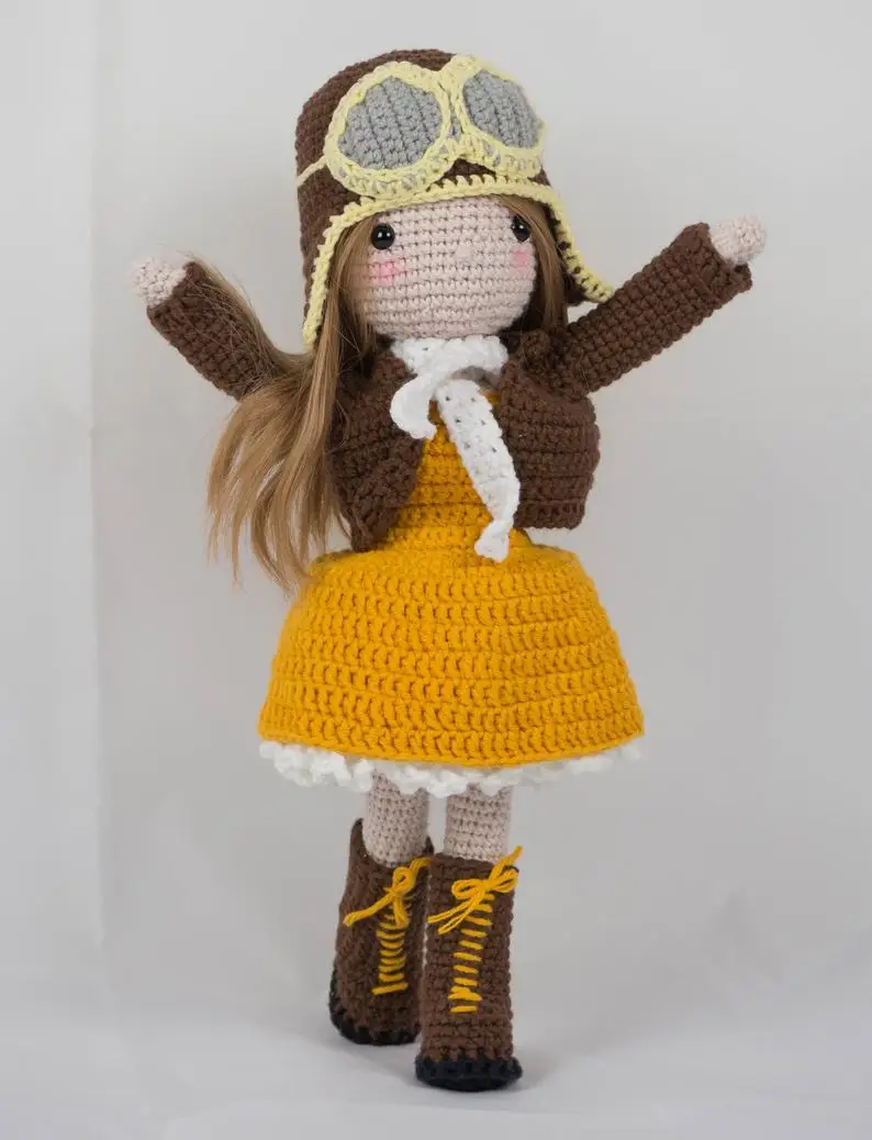 Вязаные игрушки amigurumi ручной работы погремушки кукла девочка Номер модели 19070301