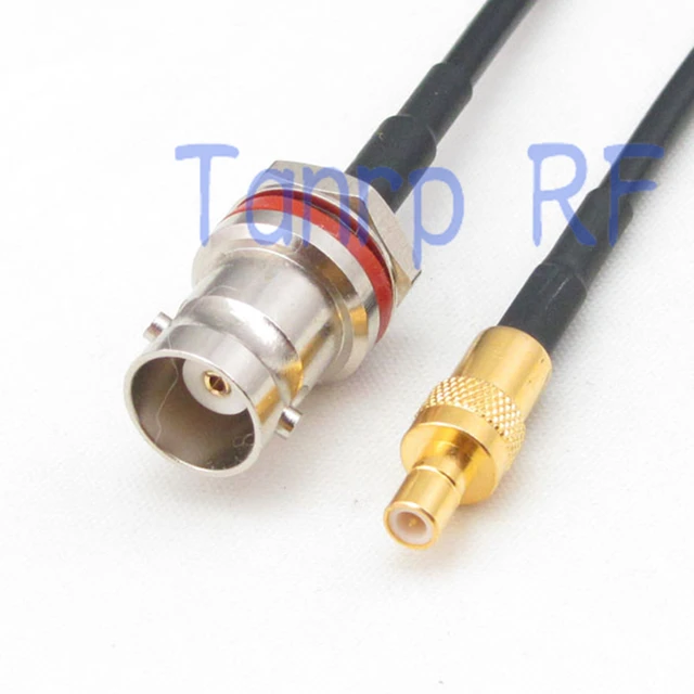 6in mini BNC female with nut bulkhead to SMB plug male RF connector